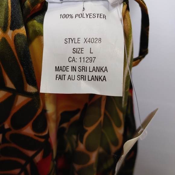 VINTAGE deadstock satin tropical print pajama set L - Picture 10 of 15